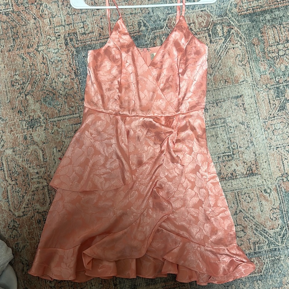 Peach wrapped silk dress